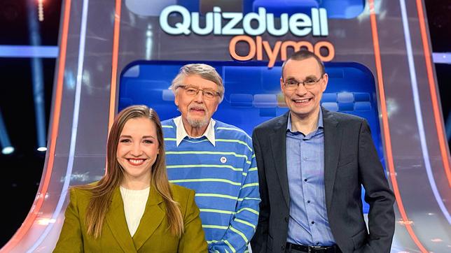 Bild: ARD/ITV Studios Quizduell-Olymp: Marie-Louise Finck, Prof. Eckhard Freise und Thorsten Zirkel.