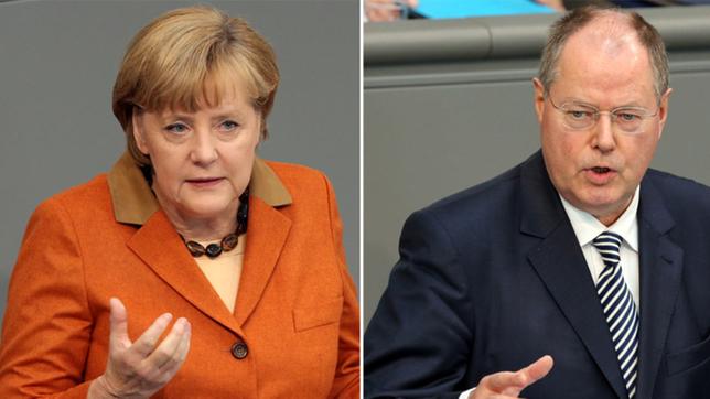 Bild: dpa Merkel und Steinbrück