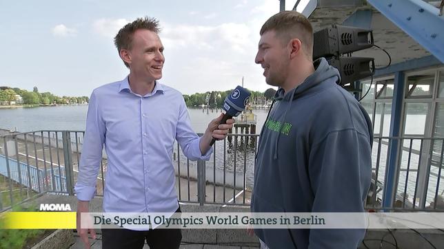 Kollegen: ARD-Reporter der "Special Olympics" Frank Busemann und ARD-Reporter der Special Olympics Sebastian Stuart