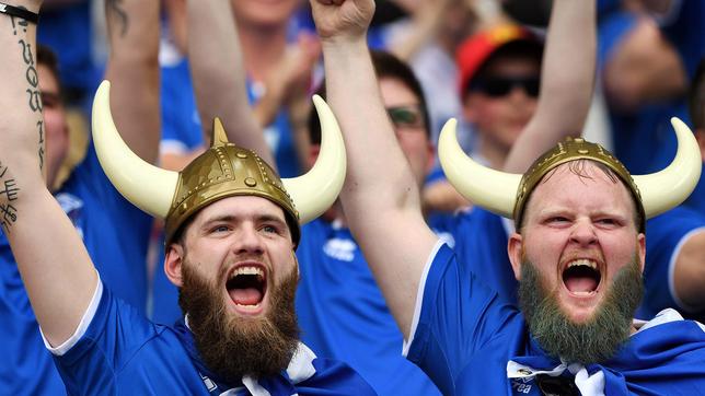 Isländische Fans bei der Fußball-EM 2016 in Frankreich.