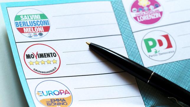 Ein Stimmzettel für die italienischen Parlamentswahlen