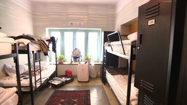 Zimmer mit Betten in Hostel