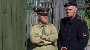 Schauspieler in Uniformen im Militärgefängnis Karosta.