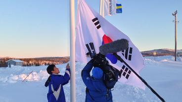 In Lappland wird die südkoreanische Flagge gehisst.
