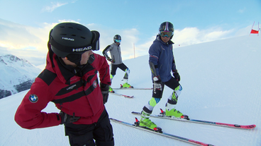 Skifahrer bei Übung