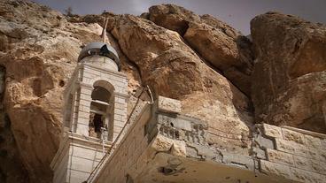 Zerstörtes Kloster der Heiligen Thekla bei Maaloula, Syrien.