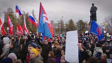 Bild: SWR In Moskau gehen Demonstranten für eine bessere ärztliche Versorgung auf die Straße.