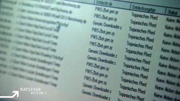 Bild: WDR (TV-Bild) Ergebnisliste eines Virenscans