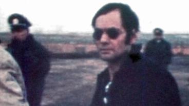 Andreas Baader bei der Überführung nach Stammheim.