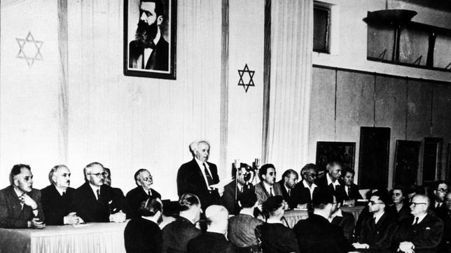 Bild: WDR Proklamation der Unabhängigkeit des Staates Israel durch Ministerpräsident David Ben Gurion.