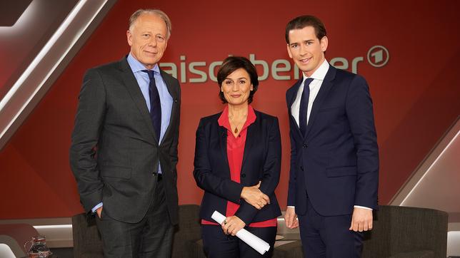 Bild: WDR/Melanie Grande Die Gäste (v.l.n.r): Jürgen Trittin, Sandra Maischberger und Sebastian Kurz