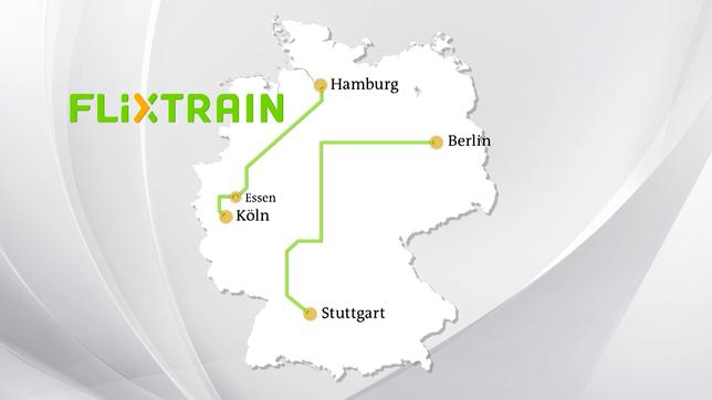 Bild: Das Erste Streckennetz von Flixtrain