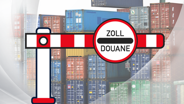 Grafik: Container und Zollschranke