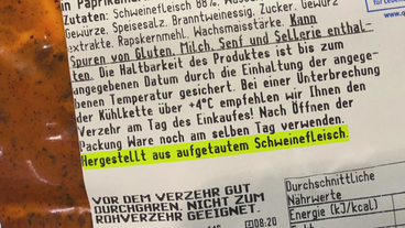 Bild: SWR Mariniertes Grillfleisch, Packungsaufschrift
