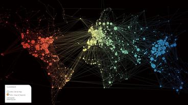Bild: Lizenziert unter: CC-BY-SA, http://www.martingrandjean.ch/connected-world-air-traffic-network/ Karte zum weltweiten Flugverkehr