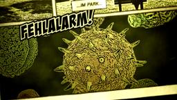Comicseite mit Allergen, Sprechblase: Fehlalarm!