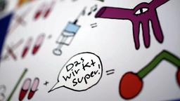 Plakat im Placebo-Kurs mit Sprechblase "Das wirkt super!"