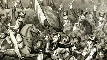 Bild: SWR Ein Biöd stellt das Peterloo-Massaker nach