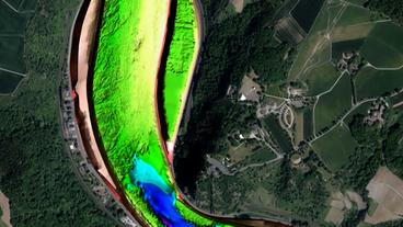 Bild: SWR Exakte Abbildung der Topographie des Rheinbetts auf Höhe der Loreley.