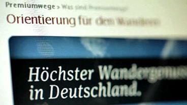 Bildausschnitt Internetseite mit Schriftzug "Höchster Wandergenuss in Deutschland"