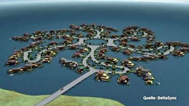 Animation einer schwimmenden Siedlung