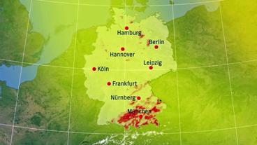 Auf einer Deutschlandkarte werden die belasteten Gebiete dargestellt