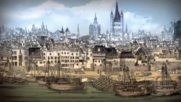 Stadtansicht Kölns im Mittelalter