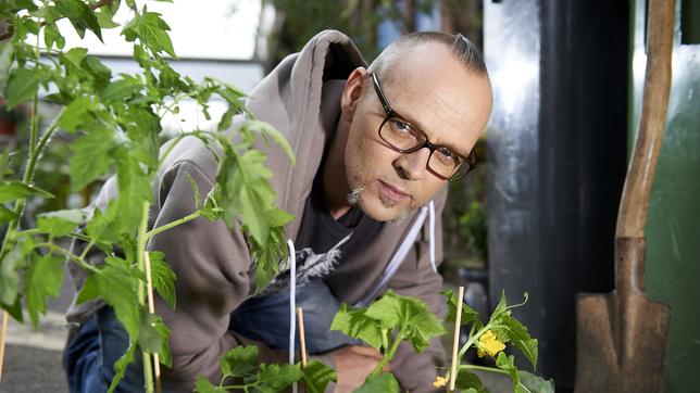 Bild: ARD/Melanie Grande Thomas D vor einer Pflanze