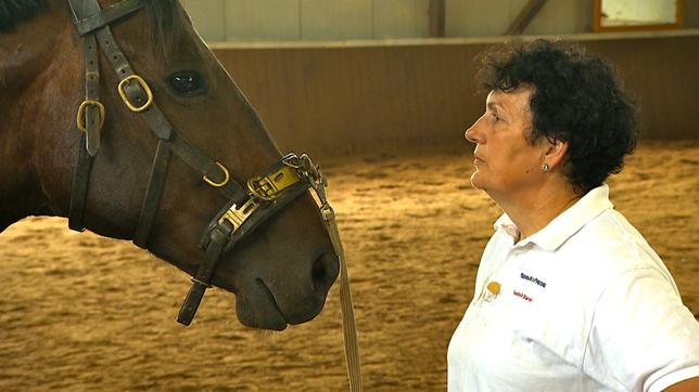 Pferdecoach Isabelle Banek mit Problem-Wallach Victor