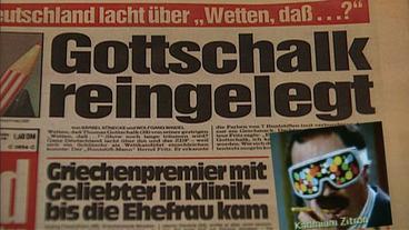 Zeitung mit Schlagzeile "Gottschalk reingelegt"