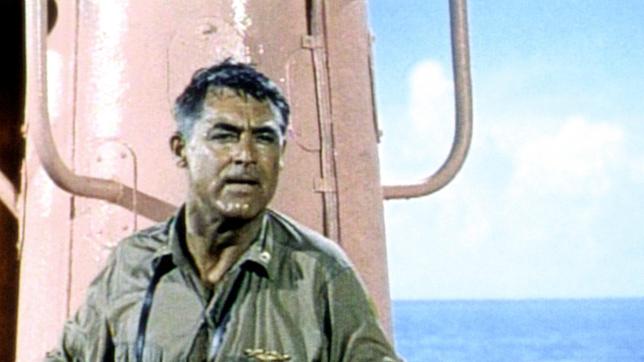 Kapitän Sherman (Cary Grant) ist mehr als überrascht, als er sein U-Boot im schönsten Rosa leuchten sieht.