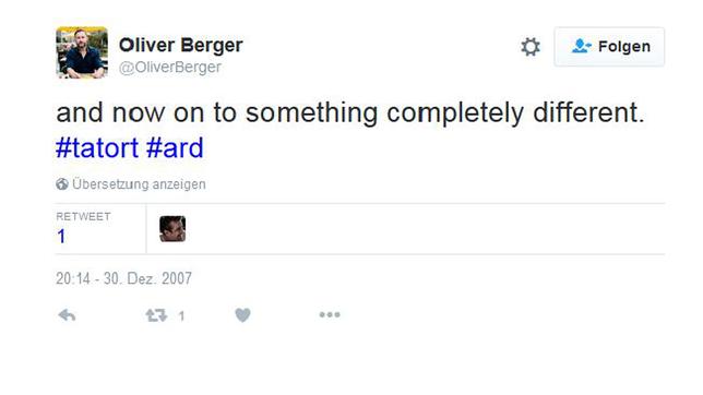 Bild: Twitter Erster #Tatort-Tweet