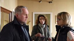 Bibi Fellner (Adele Neuhauser) und Moritz Eisner (Harald Krassnitzer) vernehmen die Mitbewohnerin (Larissa Fuchs) der Ermordeten.