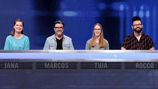 Die Kandidat:innen: Jana Riestenpatt, Marcos Fernandez, Tuja Pagels und Rocco Fatizzo.