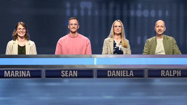 Bild: ARD/Uwe Ernst Die Kandidat:innen: Marina Simunovic, Sean Fox, Daniela Appetz und Ralph Wallner.