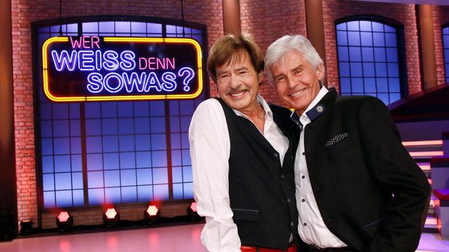 Bild: ARD/Morris Mac Matzen Die beiden ehemaligen Quiz-Show-Moderatoren Frederic Meisner und Jörg Draeger treten bei "Wer weiß denn sowas?" gegeneinander an.