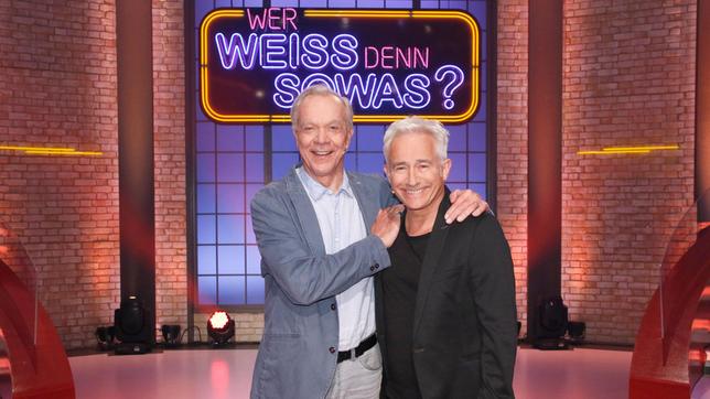 Bildquelle: ARD/ Morris Mac Matzen Die beiden Schauspieler Dirk Galuba und Gerry Hungbauer teten bei "Wer weiß denn sowas?" gegeneinander an.