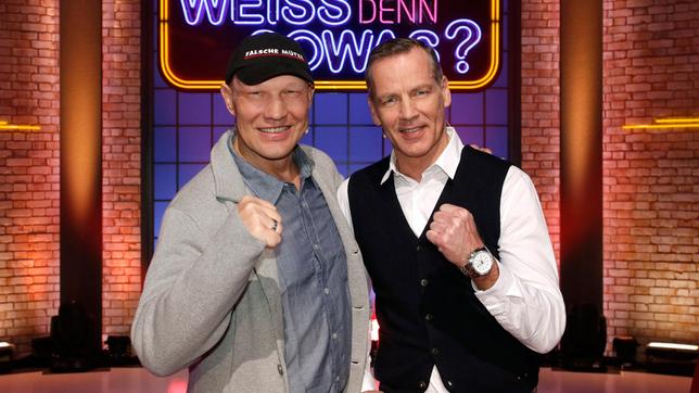 Bild: ARD/Morris Mac Matzen In dieser Sendung messen sich die beiden ehemaligen Profiboxer Axel Schulz und Henry Maske im spannenden Rateduell.