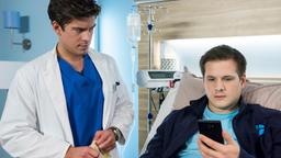 Ben Ahlbeck (Philipp Danne) bekommt mit, dass sein Patient Mario (Enno Hesse) Schwierigkeiten mit seiner Freundin hat.