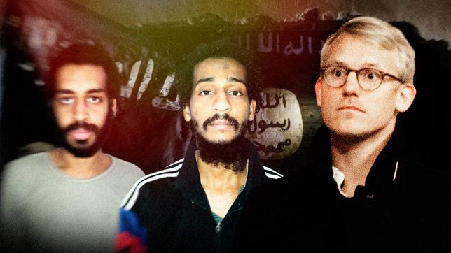 Der Kriegsfotograf Daniel Rye (rechts) und seine IS-Geiselnehmer Alexanda Kotey (links) und El Shafee Elsheikh (Mitte).