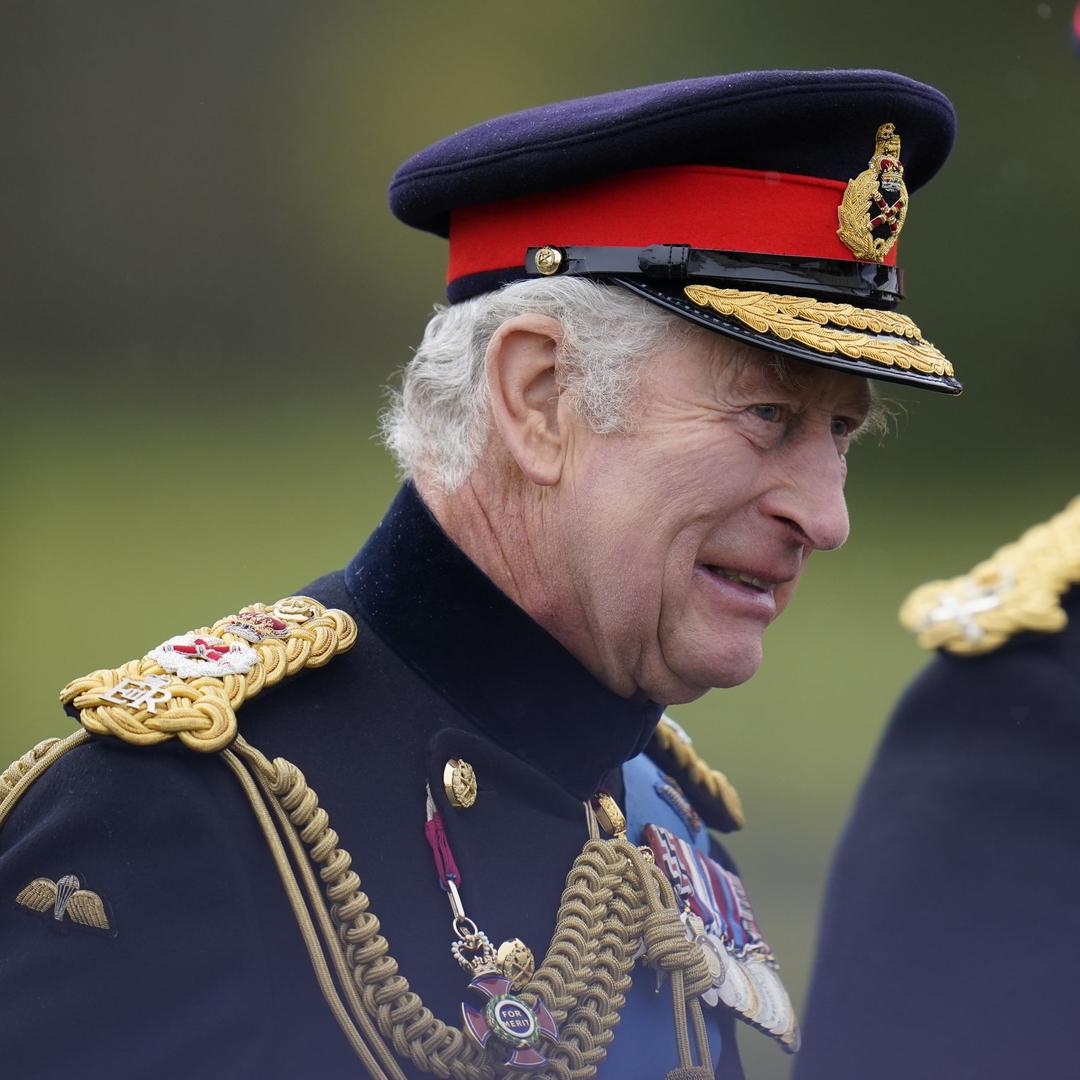 King Charles III arrives for the 200th Sovereign's Parade at the Royal Military Academy Sandhurst (RMAS) in Camberley, Surrey. Picture date: Friday April 14, 2023.