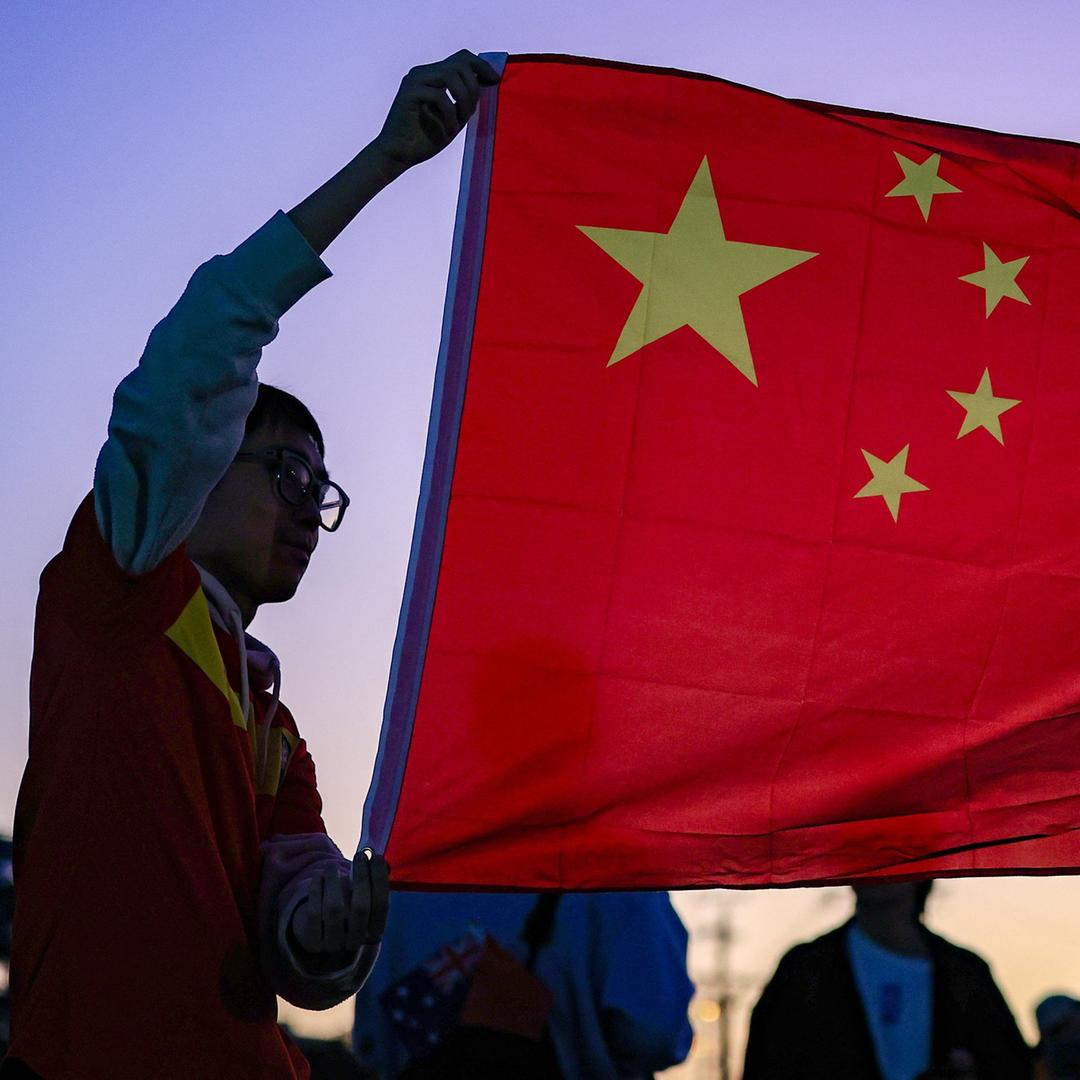 Supporters cheer for team China prior to the group D match between Denmark and China at the 2023 FIFA Women's World Cup in Perth, Australia, July 22, 2023.