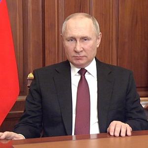 Vladimir Putin am 24.02.2022 im Kreml