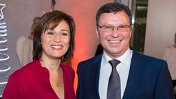 Sandra Maischberger mit Volker Herres.