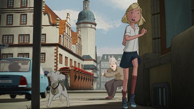 Bild: MDR/WDR/SWR/Balance Film Der Stasi-Mitarbeiter ist Fritzi und Sputnik dicht auf den Fersen. Werden sie ihm entkommen?