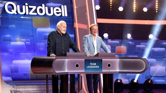 Bild: ARD/Uwe Ernst Die Kandidaten des Teams "Legenden": Die Moderatoren Gunther Emmerlich und Wolfgang Lippert.