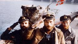 Endlich wieder Land unter den Füssen: Der Chefingenieur (Klaus Wennemann, li.), Kapitän Hellriegel (Jürgen Prochnow, Mitte) und Kriegsberichterstatter Werner (Herbert Grönemeyer).