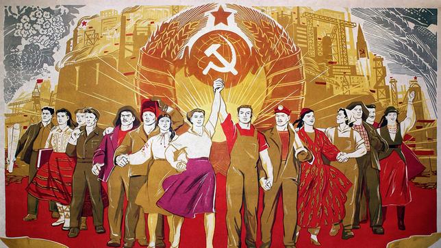 „In geschlossener Reihe – zum Kommunismus!“ (1964): sowjetisches Propaganda-Plakat aus der Zeit des Kalten Krieges.