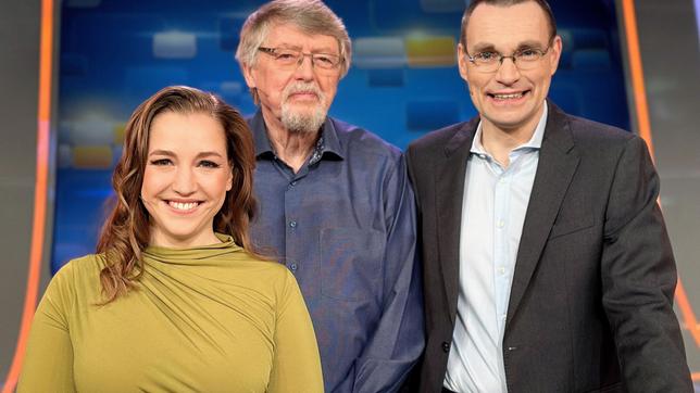 Bild: ARD/ITV Studios Quizduell-Olymp: Marie-Louise Finck, Prof. Eckhard Freise und Thorsten Zirkel