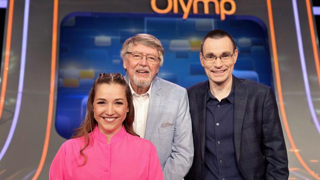 Bild: ARD/ITV Studios Quizduell-Olymp: Marie-Louise Finck, Prof. Eckhard Freise und Thorsten Zirkel